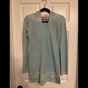 Juicy Couture Baby Blue cotton blend velour hooded swim cover  up dress Small